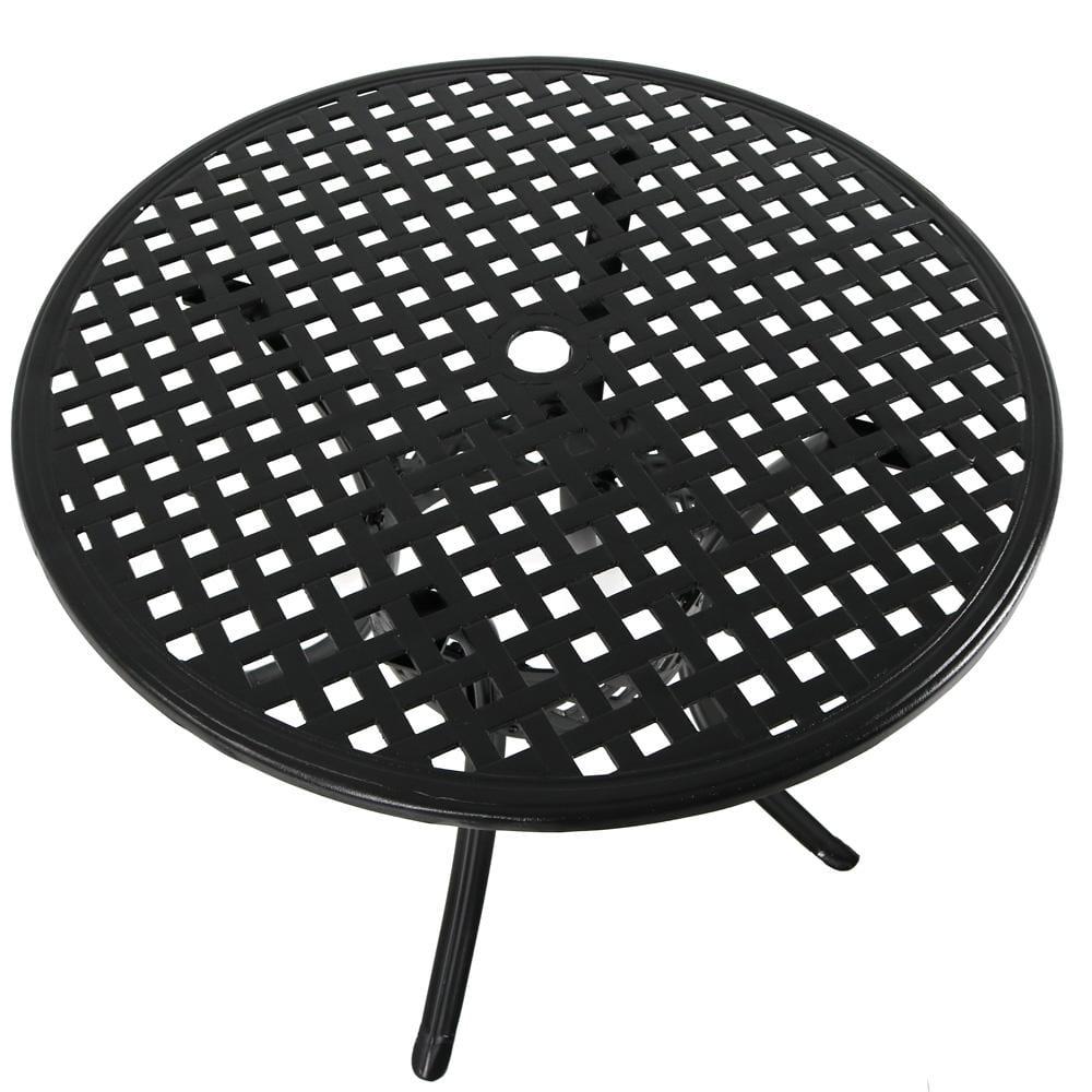 Sunnydaze Decor Black Round Cast Aluminum Outdoor Dining Table