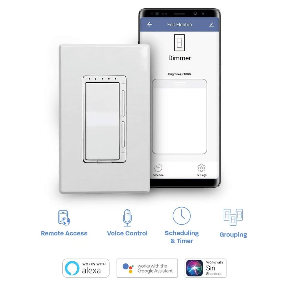 Feit Electric White 120V 150/450W Smart WiFi Dimmer ;