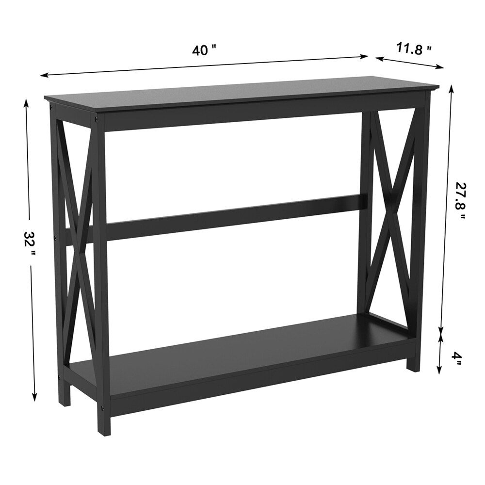 Yaheetech 2 Tier X Design Console Table Console Tables for Entryway