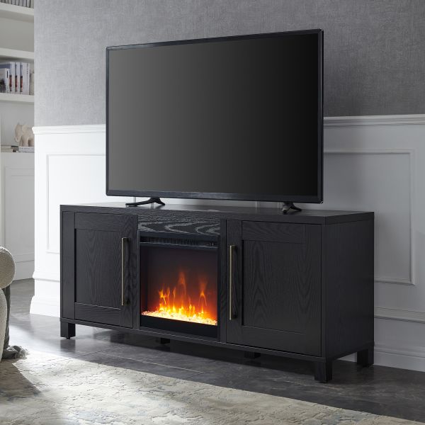 Chabot Rectangular TV Stand with Crystal Fireplace for TV's up to 65