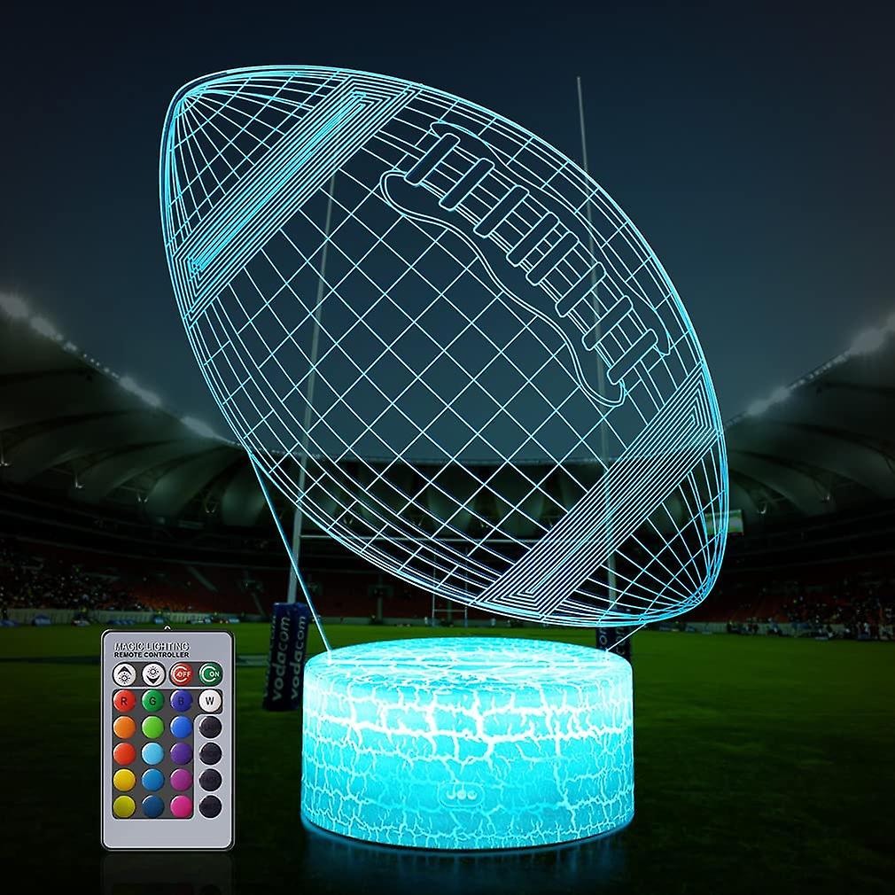 3d Football Night Light With Remote Control And Touch Control，multiple Colors And Flashing Modes And Adjusted Brightness， Powered By Usb And Batteries