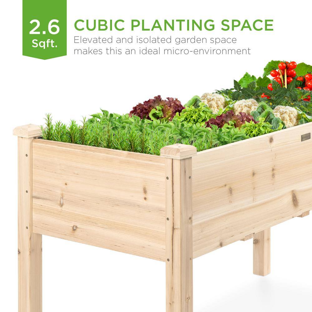 Best Choice Products 34 in. x 18 in. x 30 in. Elevated Garden Bed Wood Raised Planter Box with Bed Liner SKY6377