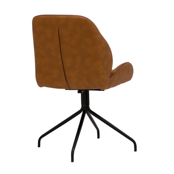 Calico Designs Devonport Brown Faux Leather Padded Swivel Accent Chair With Metal Base