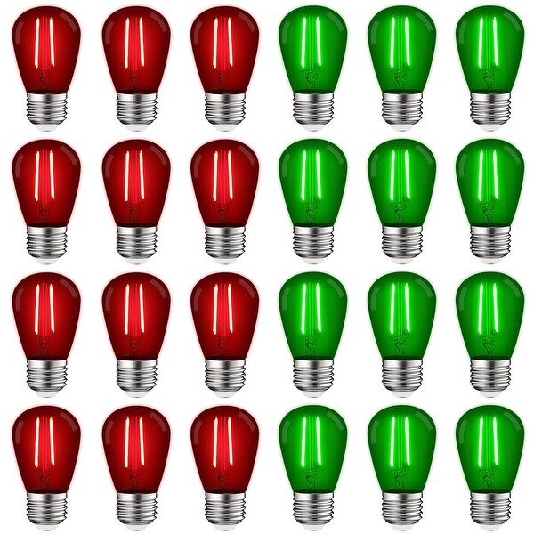 Luxrite S14 Christmas LED Red and Green Light Bulbs 0.5W Outdoor String Lights UL E26 Indoor Outdoor Holiday