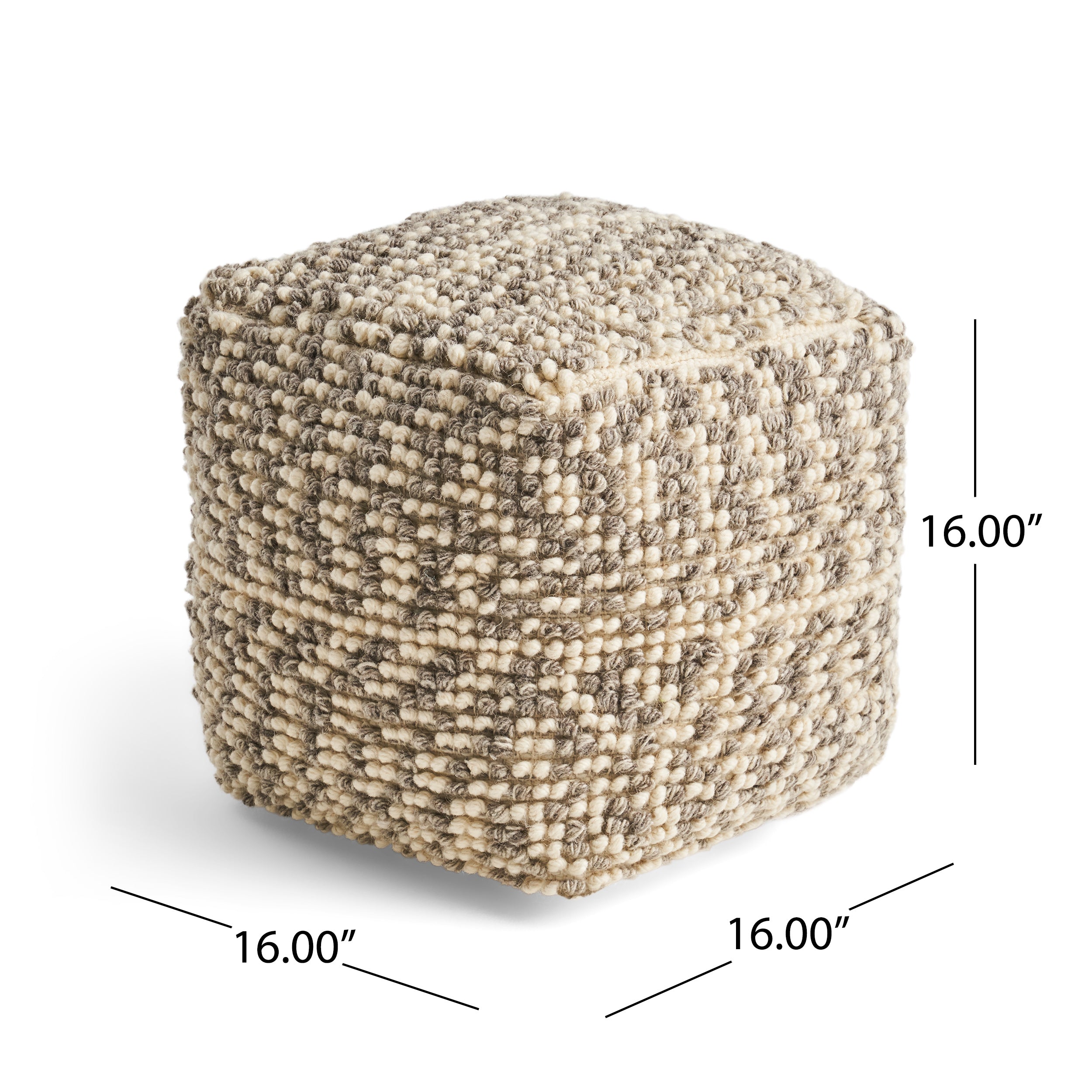 Zoriah Boho Wool and Cotton Ottoman Pouf