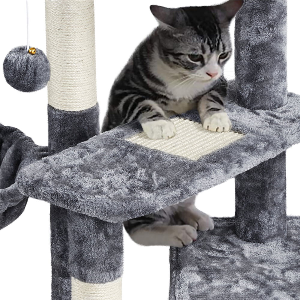 Easyfashion Plush Cover Cat Tree， Dark Gray