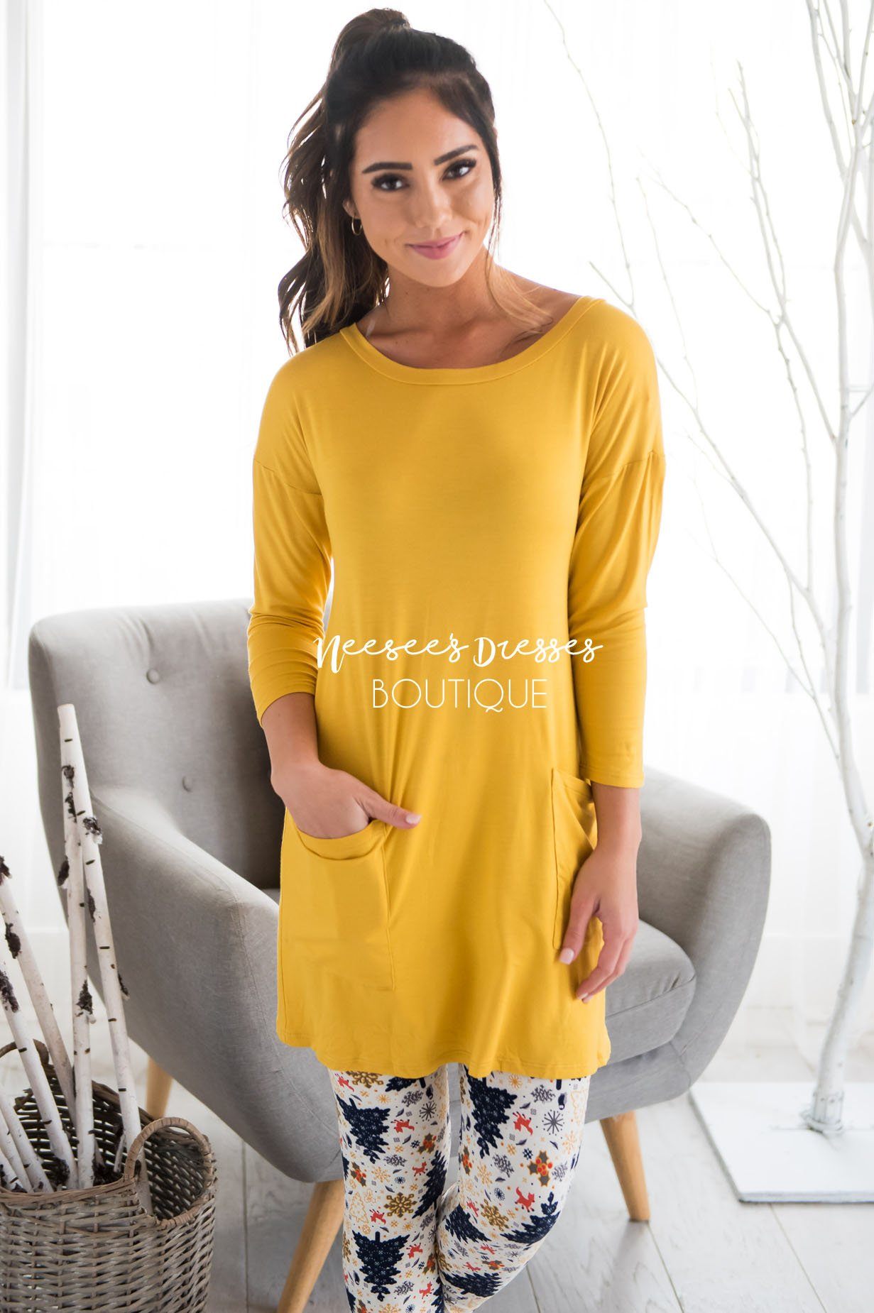 Button Back Pocket Tunic