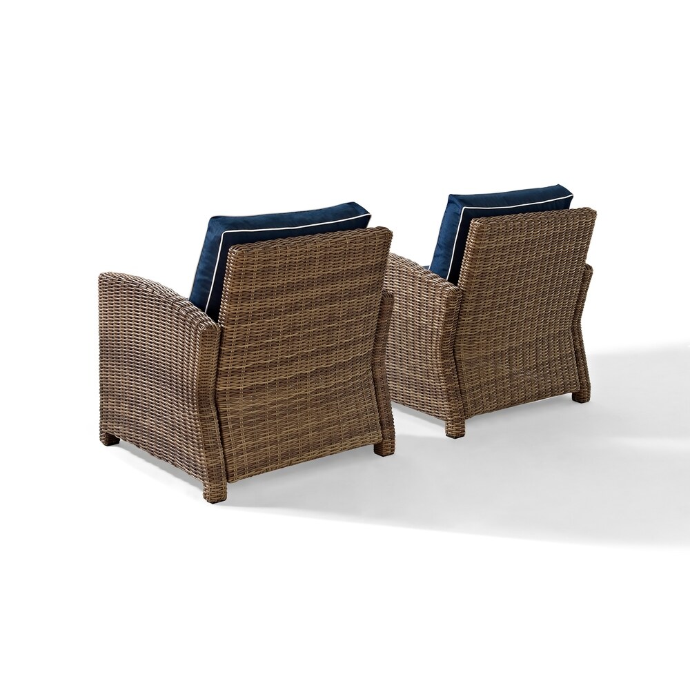 Bradenton Outdoor Arm Chairs with Navy Cushions (set of 2)