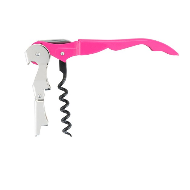 True Truetap Pink Double Hinged Waiter s Corkscrew Stainless Steel Wine Key With Foil Cutter