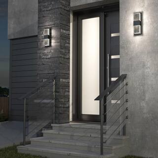 Artika Mazza Black Modern Bubble Glass Integrated LED Outdoor Hardwired Garage and Porch Light Lantern Sconce OUT-MB-HD2BL