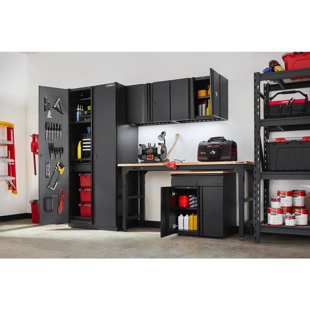 Husky 5-Piece Heavy Duty Welded Steel Garage Storage System in Black (108 in. W x 81 in. H x 24 in. D) HTC510122