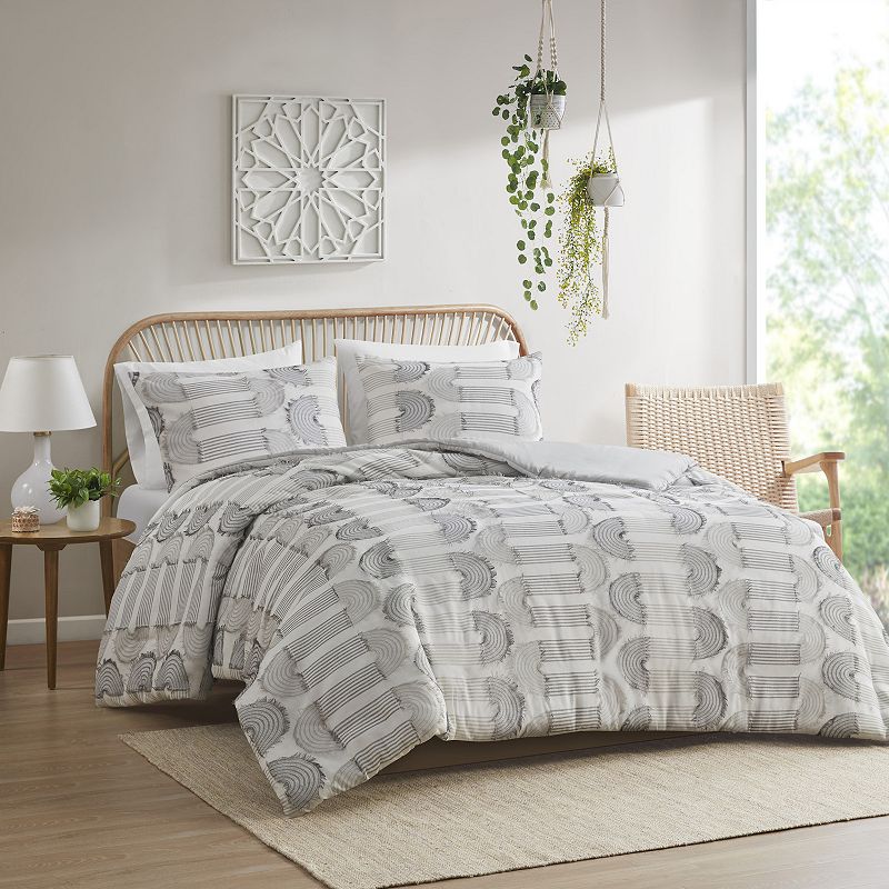 Intelligent Design Nova Geometric Clip Jacquard Duvet Cover Set