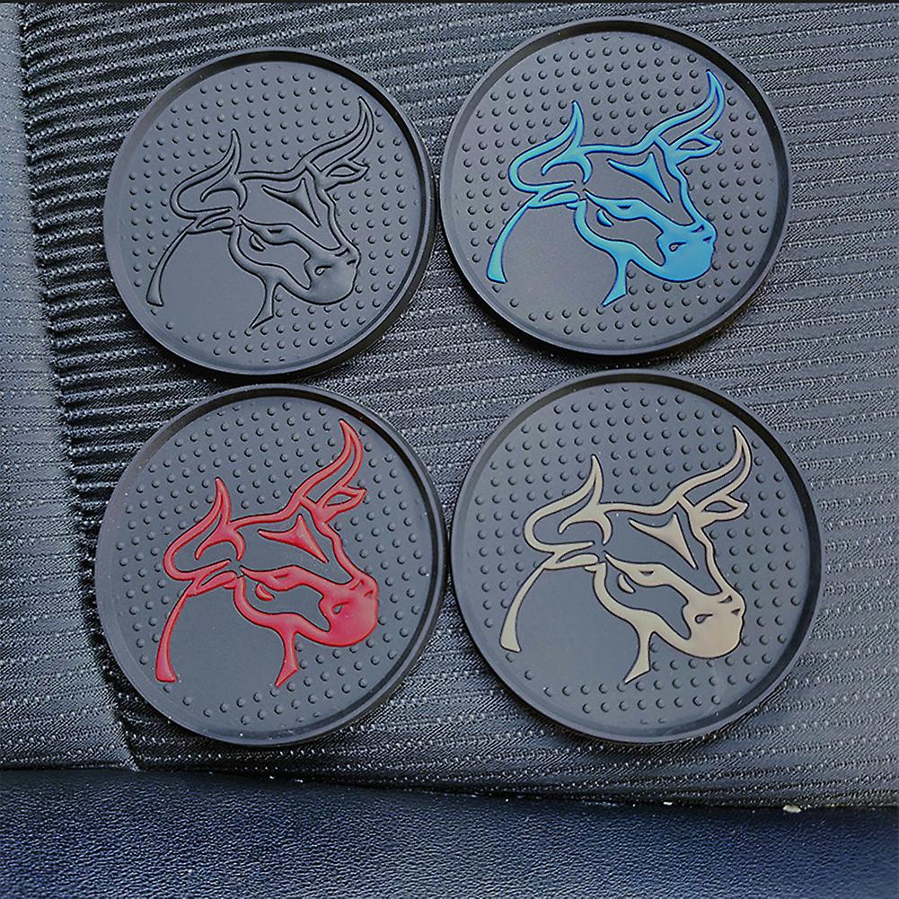 2 Pieces Car Coasters Creative Bull Head Coaster High Temperature Resistant And Non-slip For Car Truck Rv Suv Grey