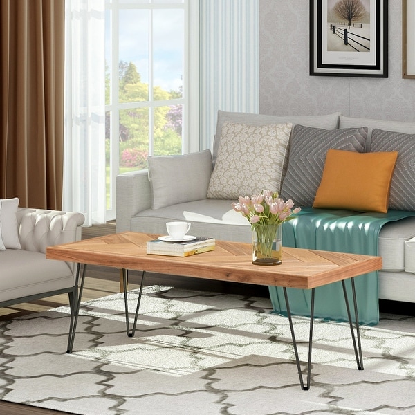 Modern Coffee Table with Metal Hairpin Legs