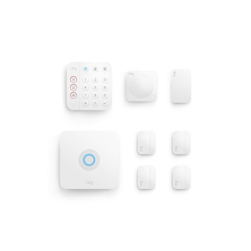 Ring Alarm Kit 2nd Gen (8-Pack) with Wired Video Doorbell with Stick Up Cam Battery White B0C59KGXTM