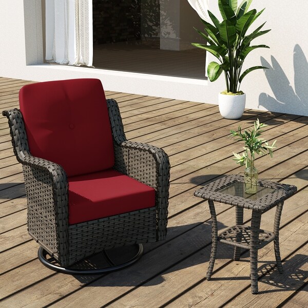 Outdoor Rattan Swivel Gliders Rocking Chair