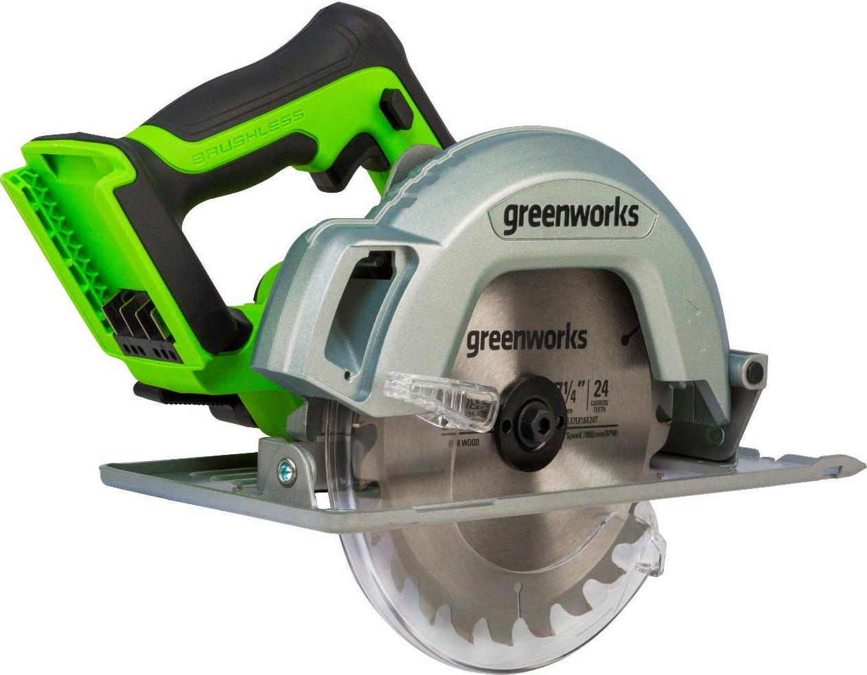 Greenworks 24V 7-1/4-inch Brushless Circular Saw， Battery Not Included， 1501202AZ