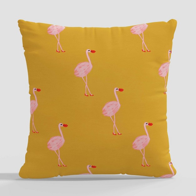 Flamingos Print Square Throw Pillow Yellow By Kendra Dandy Cloth amp Company