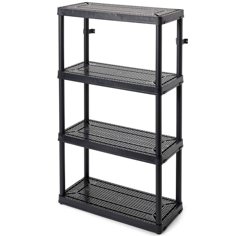 Black 4-Tier Resin Garage Storage Shelving Unit (32 in. W x 54.5 in. H x 14 in. D) shelve-597