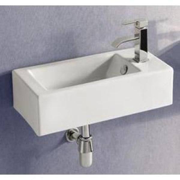 Elanti Wall-Mounted Left-Facing Rectangle Bathroom Sink in White EC9899-L