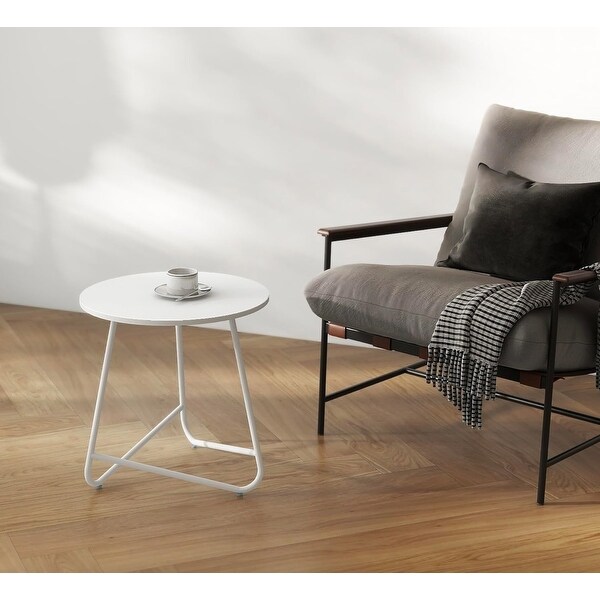 Small Round End Table，Indoor and Outdoor (White)