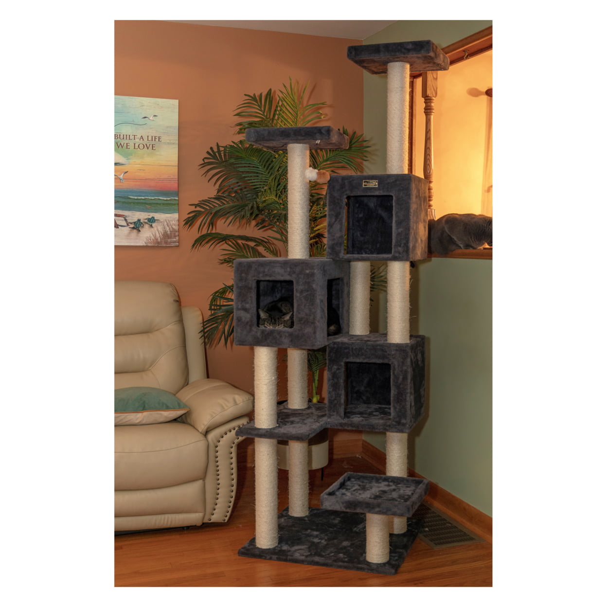 Armarkat Real Wood Griant Cat Tower with Condos for Multiple Cats  A8104