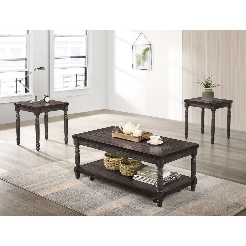 Devington Rustic Grey 46 inch Wood 3 Piece Coffee Table Set by Furniture of America