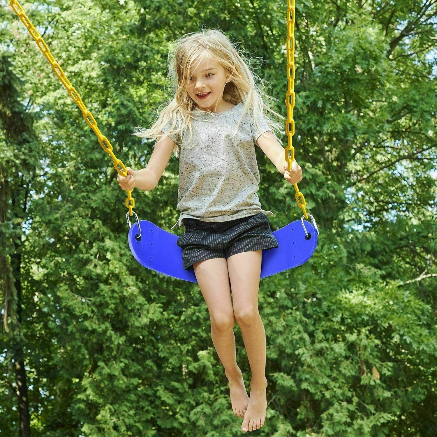 AGPtek Polymer Swing Belt Seat Children Durable Flexible Kids Gym Playground Outdoor - Blue (66.7*14*0.7cm)