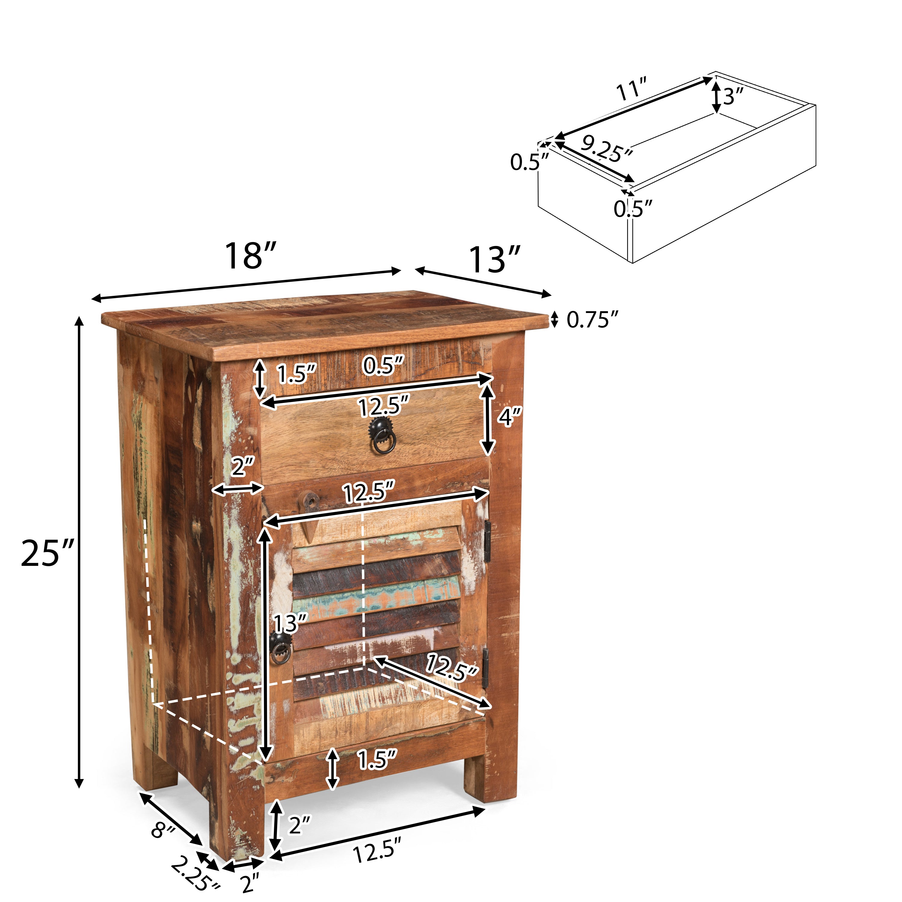 Salome Wooden Side Table with Drawer