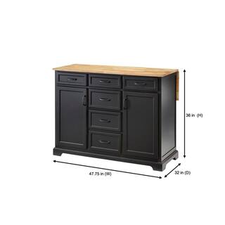 Home Decorators Collection Black Kitchen Island with Natural Butcher Block Top SK19304Er1-B