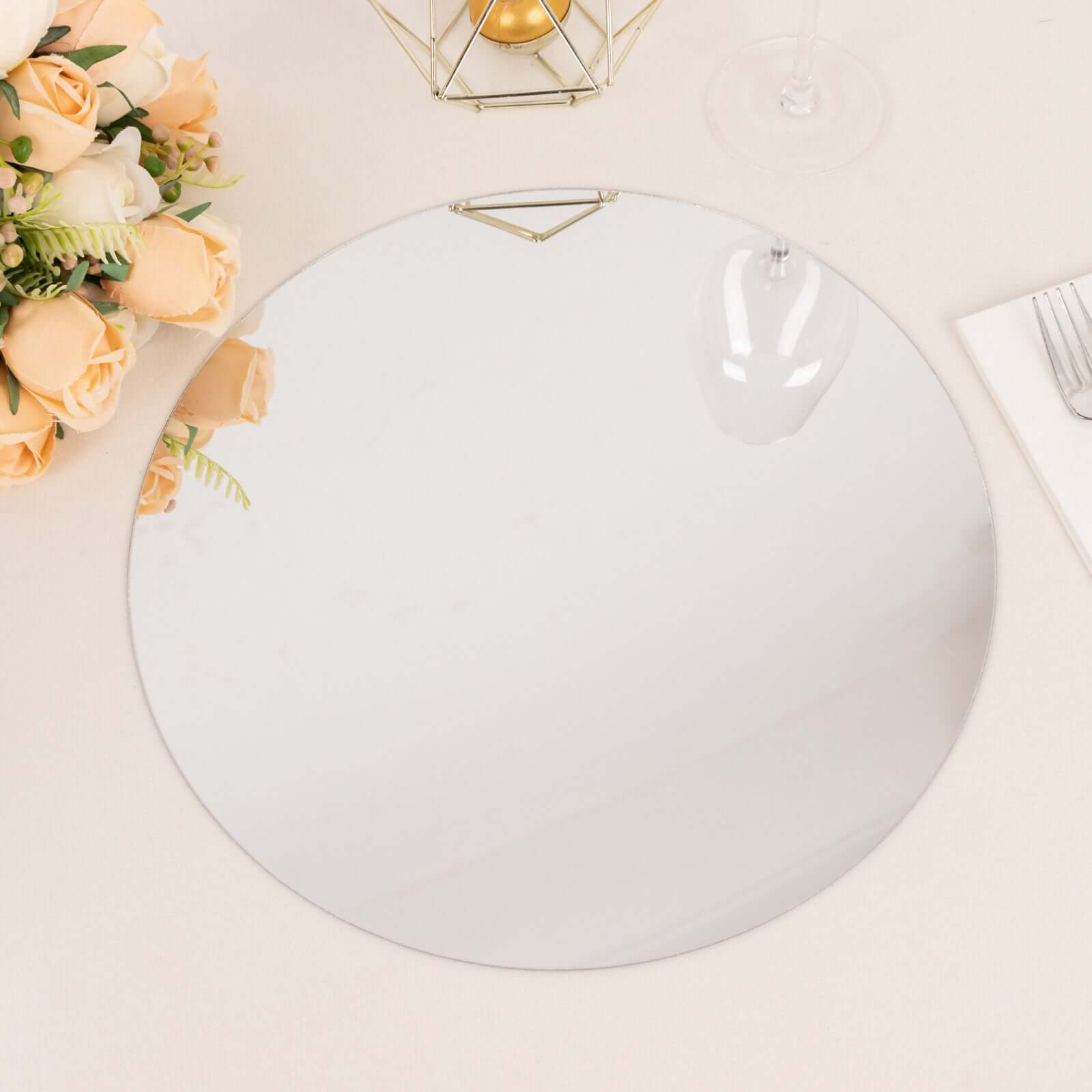 10 Pack Silver Mirror Acrylic Charger Plates For Table Setting, Lightweight Round Decorative Dining Plate Chargers 13