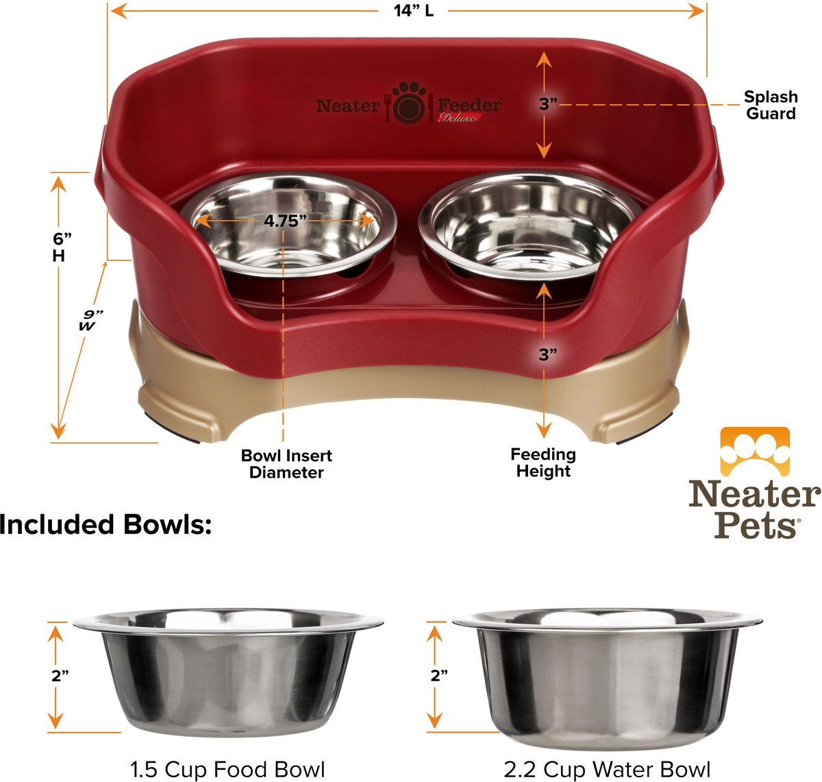 Neater Pets Neater Feeder Deluxe Elevated and Mess-Proof Dog Bowls