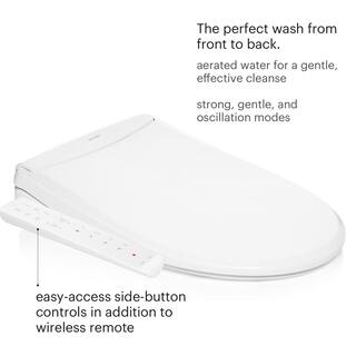 Brondell Swash Thinline T22 Luxury Electric Side Controlled Bidet Seat for Elongated Toilets in White T22-EW