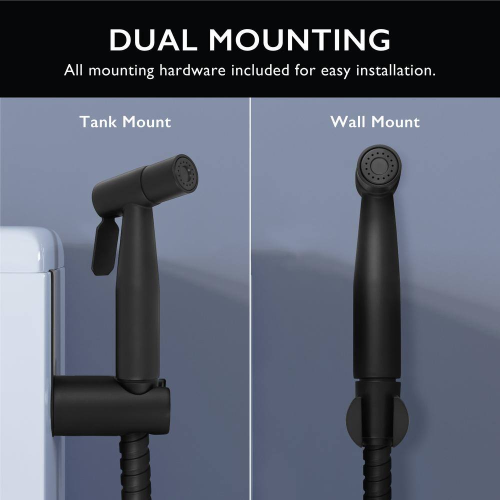 Design House Modern Single-Function Dual-Mount Hand Held Bidet Sprayer for Bathroom Matte Black 583906