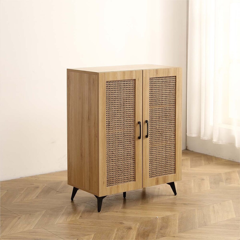 Rattan Mesh Double Doors Shoe Cabinet