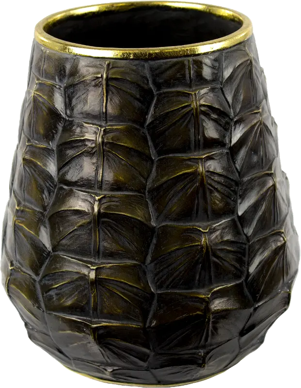 10 Inch Black Resin Turtle Vase