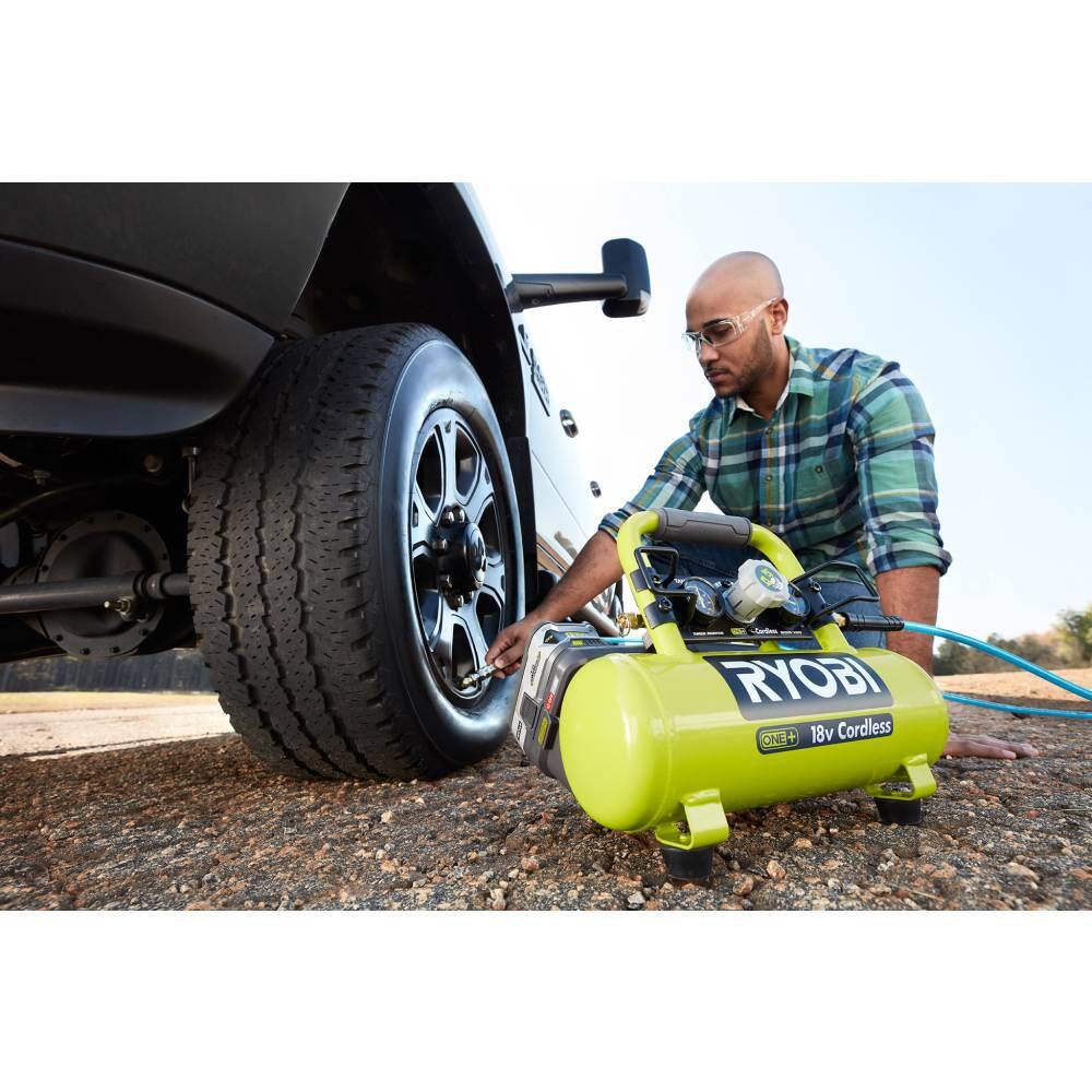 RYOBI ONE+ 18V Cordless 1 Gal. Portable Air Compressor and 2.0 Ah Compact Battery and Charger Starter Kit P739-PSK005