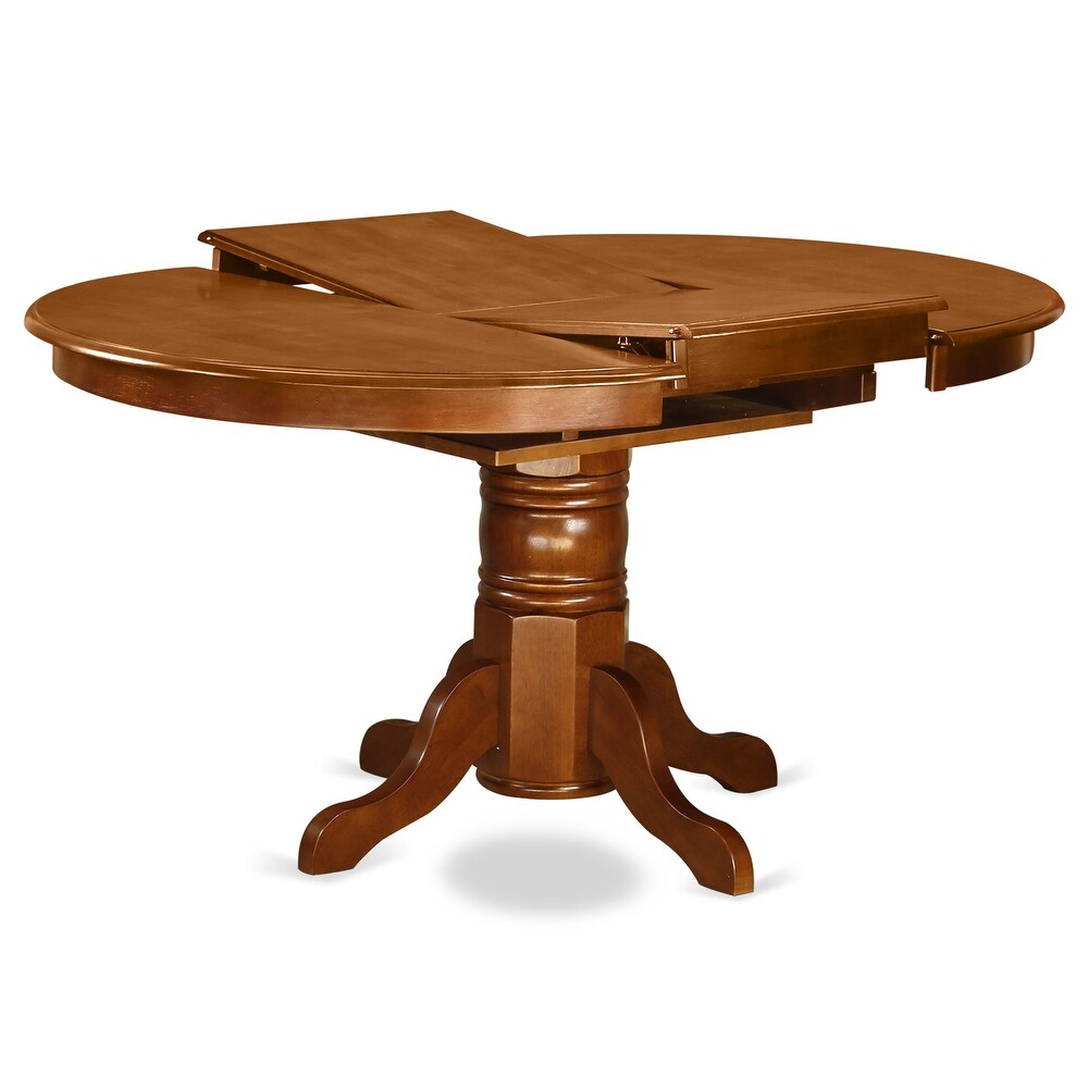 East West Furniture Kitchen Dining Table Butterfly leaf Oval Table Top and Pedestal Legs  Hardwood Table (Finish Option)