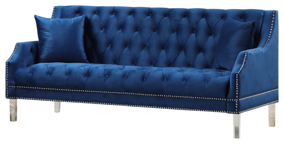 Fern Tufted Velvet Upholstered Sofa   Contemporary   Sofas   by Best Master Furniture  Houzz