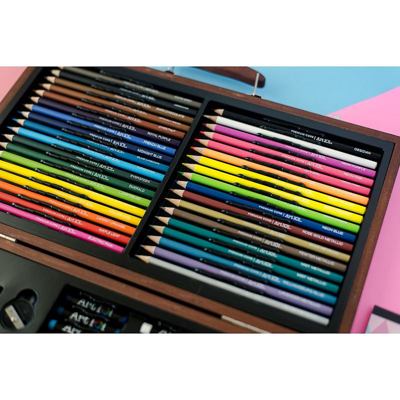 Art 101 Draw and Color 106 Piece Art Set in a Wood Carrying Case