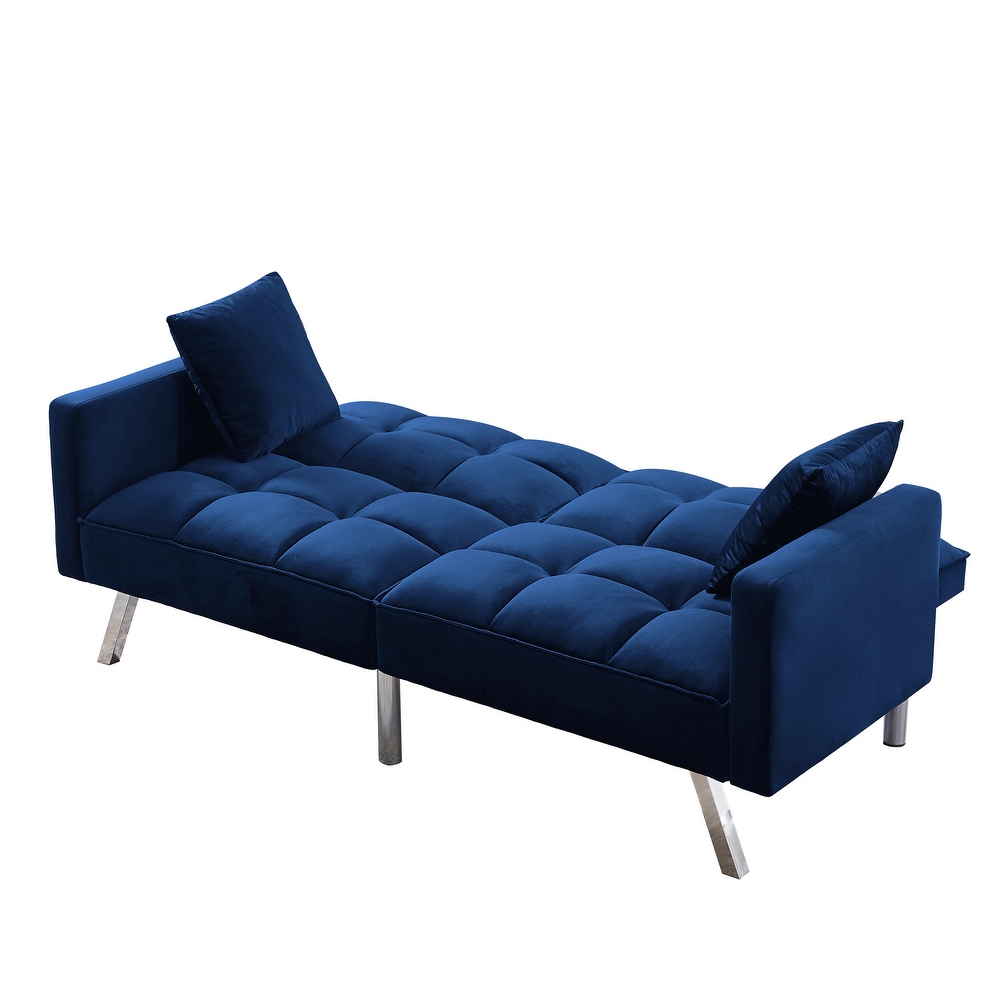 Soft futon sofa bed with 2 pillows