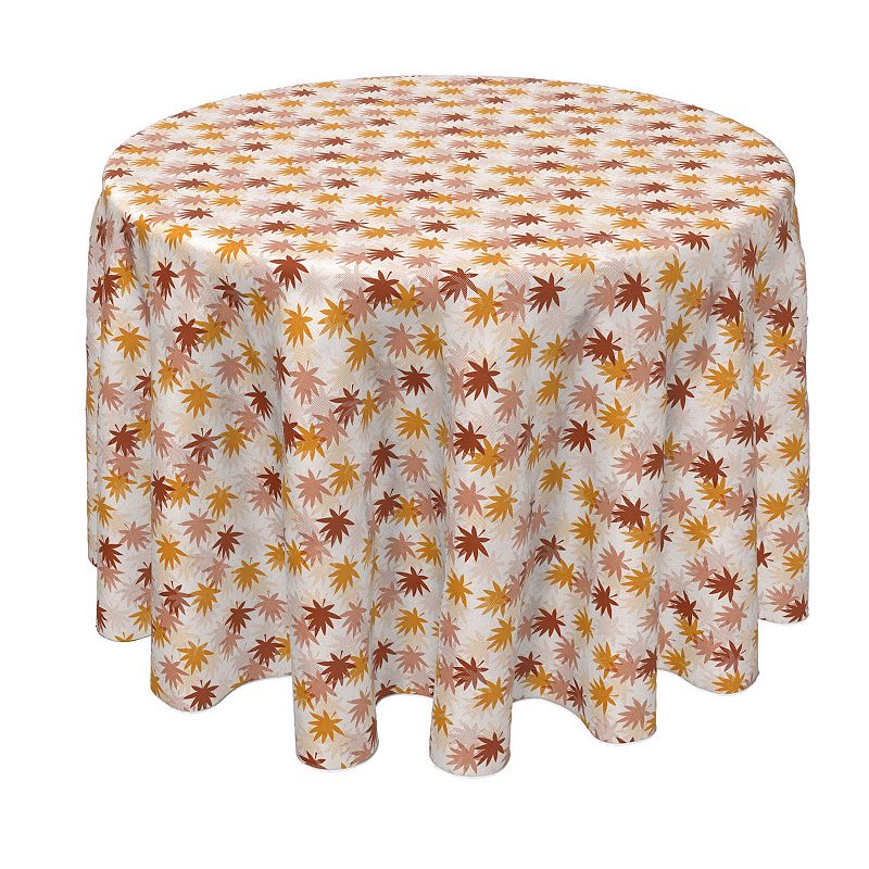 Round Tablecloth， 100% Polyester， 90 Round， Maple Leaves Sketch