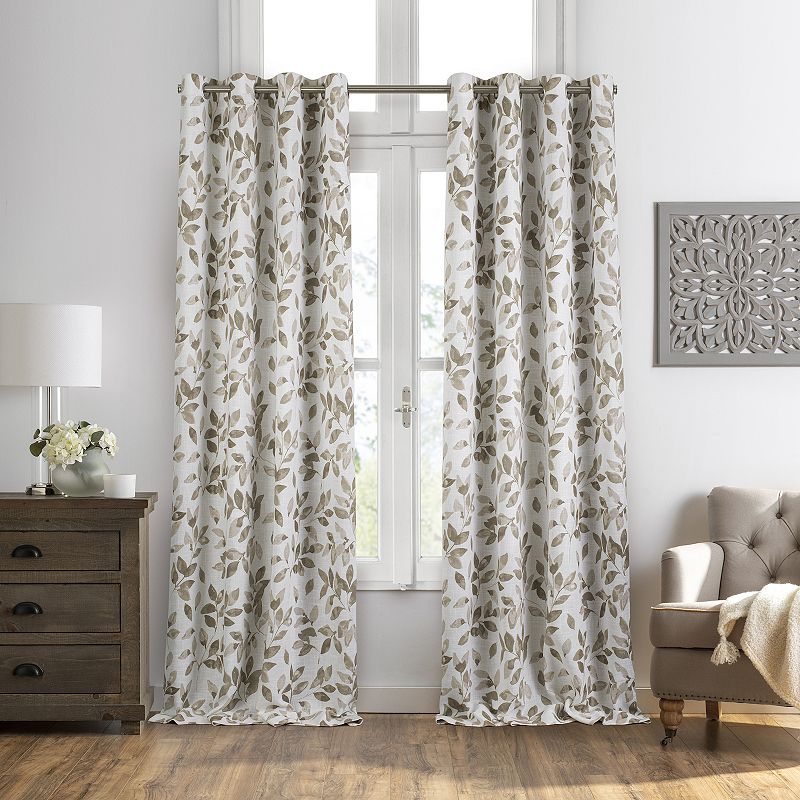 Elrene Home Fashions Avalon Botanical Floral Leaf Print Blackout Window Curtain