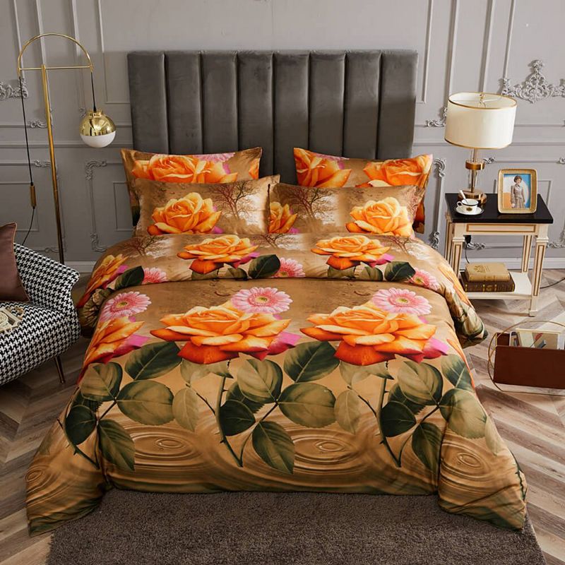 Dolce Mela Queen Size Duvet Cover Set， 6 Piece Luxury Floral Bedding， Eden