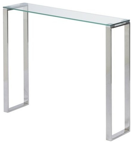 Glass 36 quotConsole Table With Chrome Finish   Contemporary   Console Tables   by Plata Import LLC  Houzz