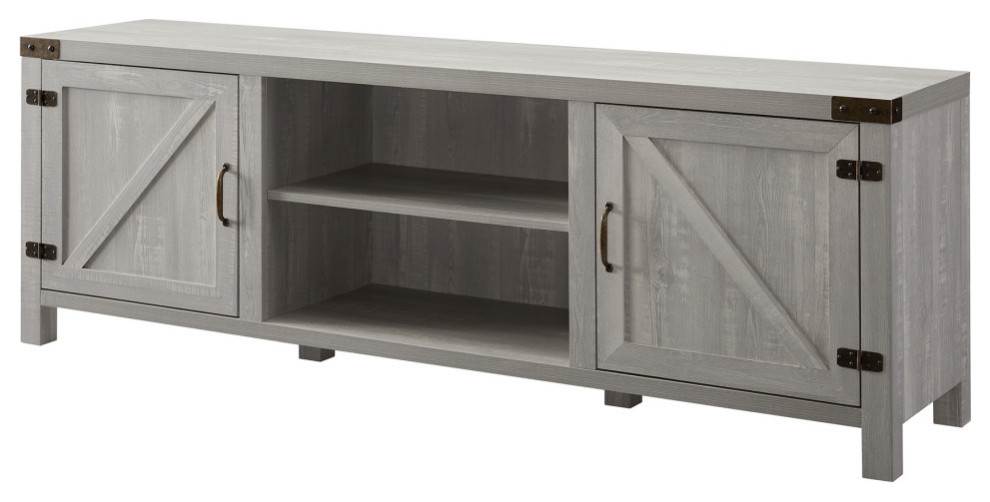 70 quotFarmhouse TV Stand with Barn Doors   Farmhouse   Entertainment Centers And Tv Stands   by Walker Edison  Houzz