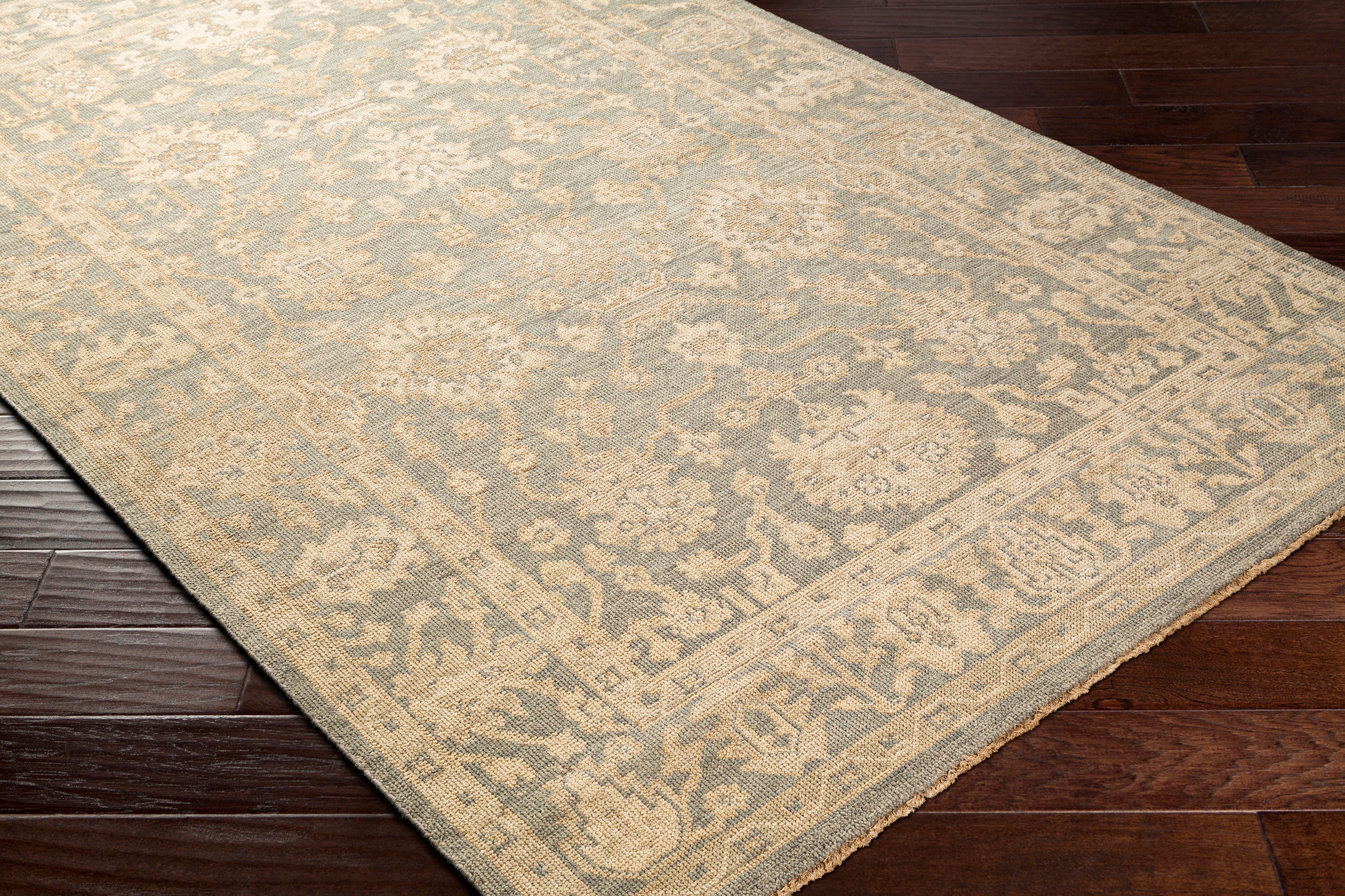 Reign Hand Knotted Rug in Dark Green, Khaki, Cream, Tan, Wheat