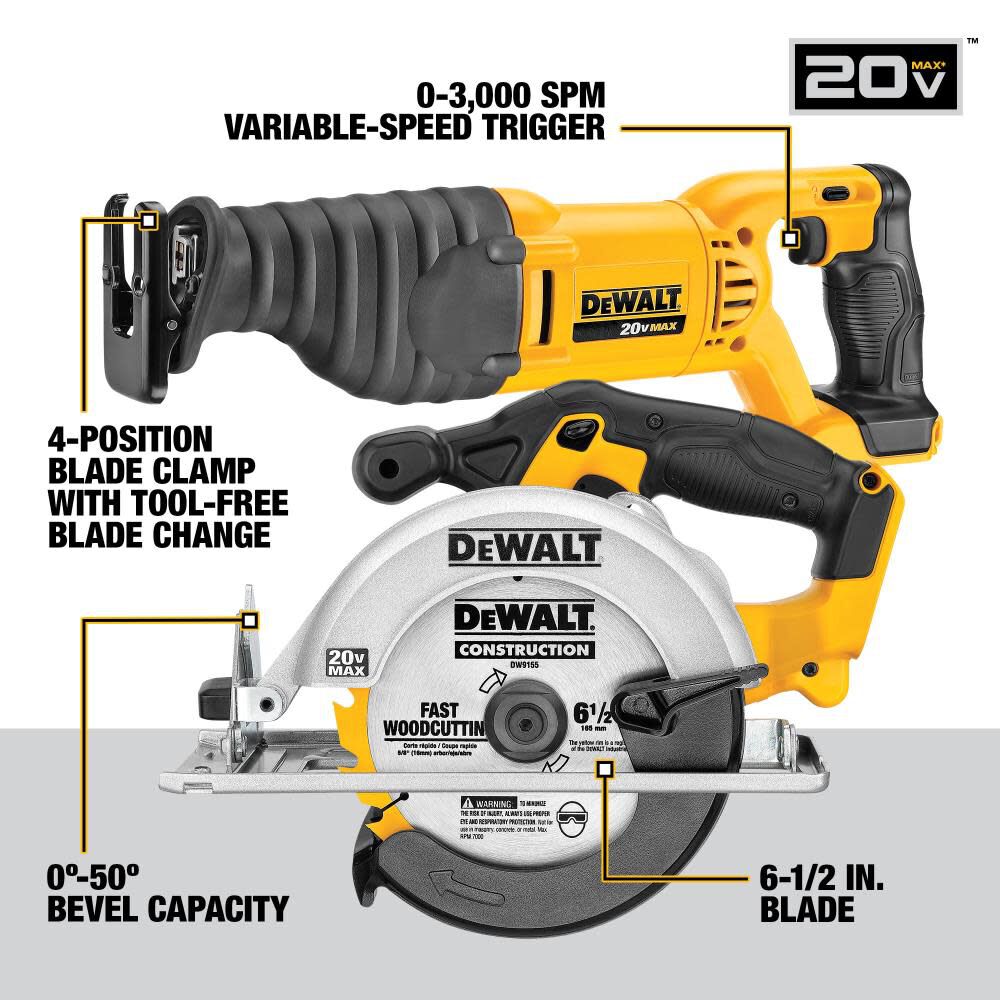 DW 20 V MAX Compact 6 TOOL Combo Kit DCK620D2 from DW