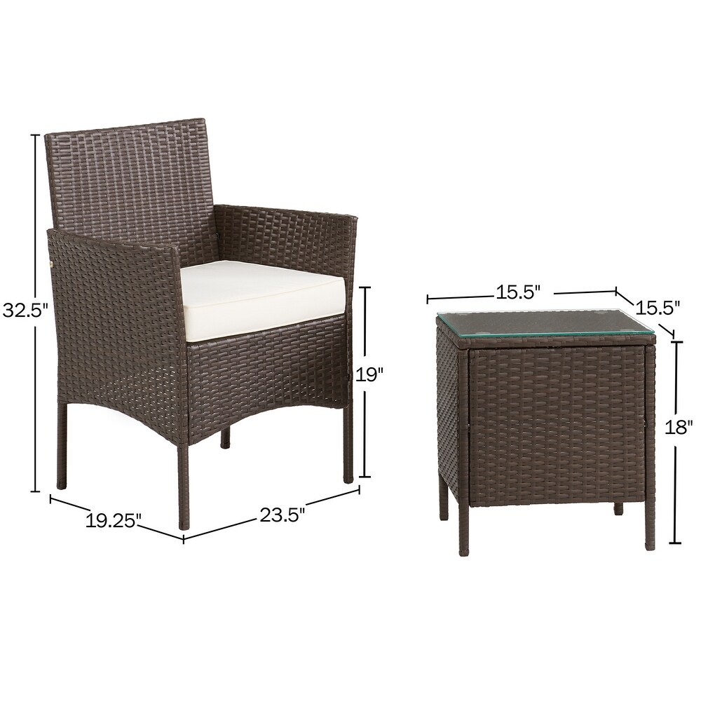 Lavish Home 3 Piece Set Rattan Outdoor Patio Furniture  Brown