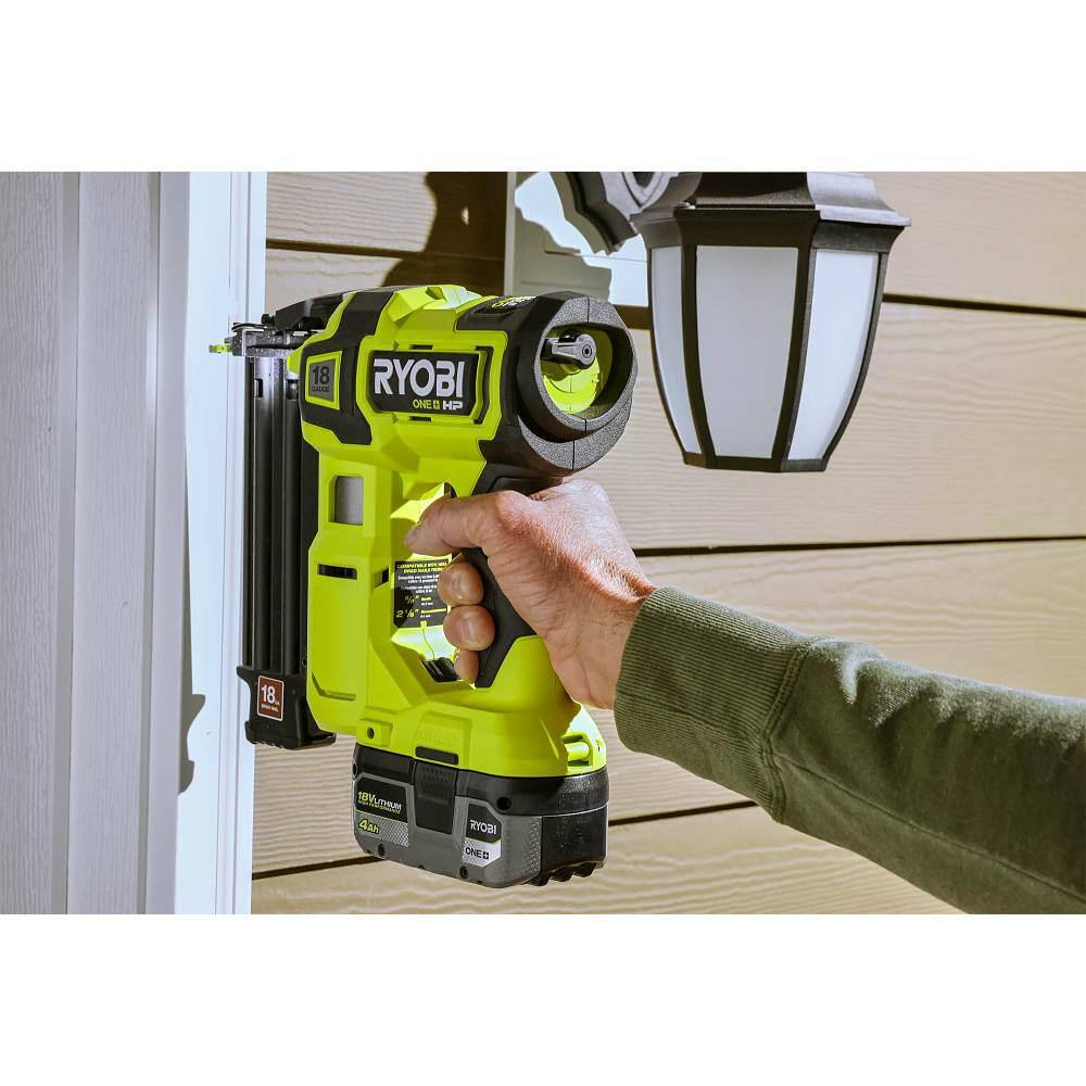 Ryobi ONE+ HP 18V 18-Gauge Brushless Cordless AirStrike Brad Nailer Kit with 4.0 Ah Battery and Charger P322K